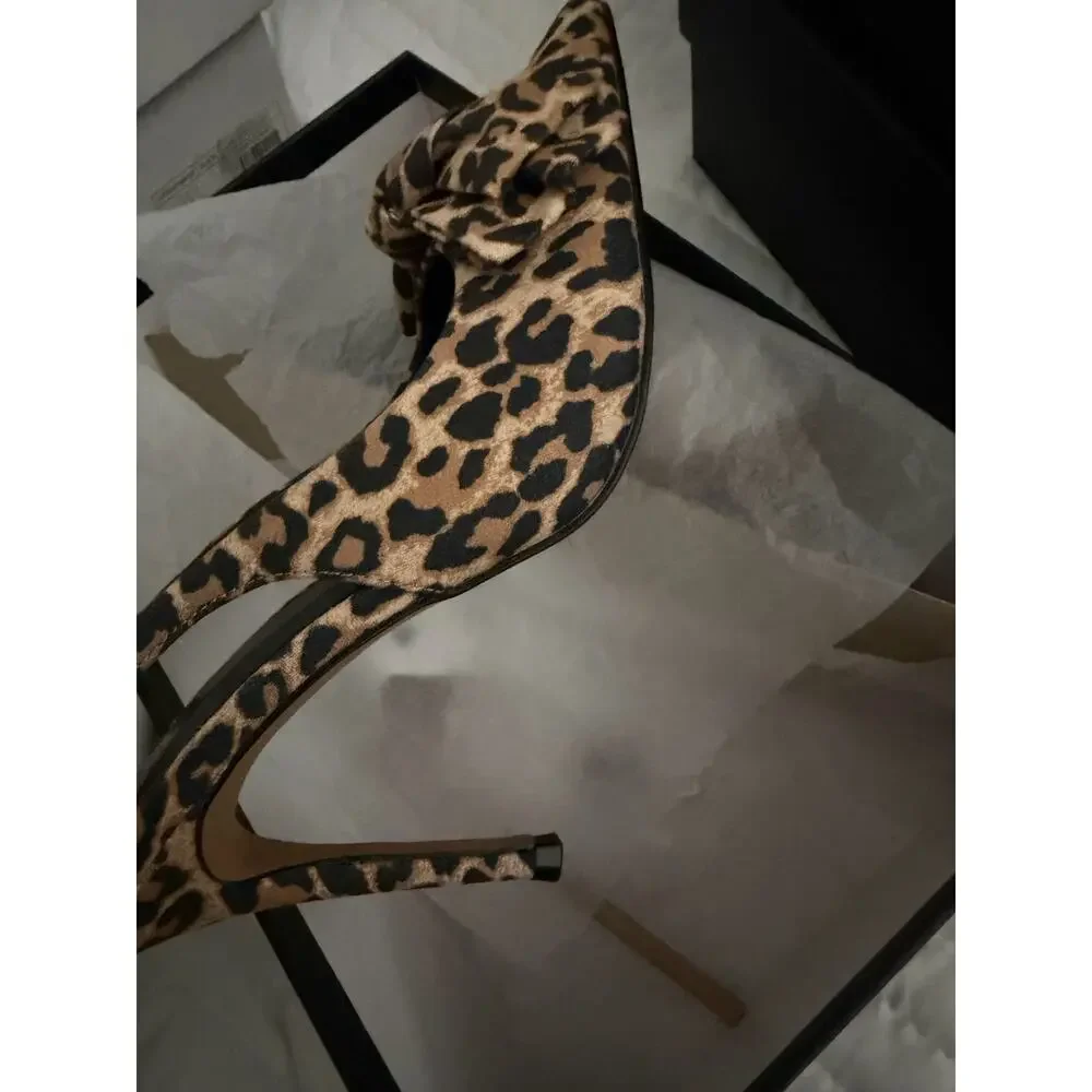 Aminah bow sling back brown leopard Gemma heels sz 5